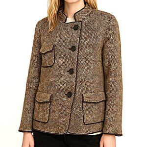 ZARA WOMAN Nubby Wool Blend Tweed Jacket Brown/Cream – Artisan Textured  Sz 10